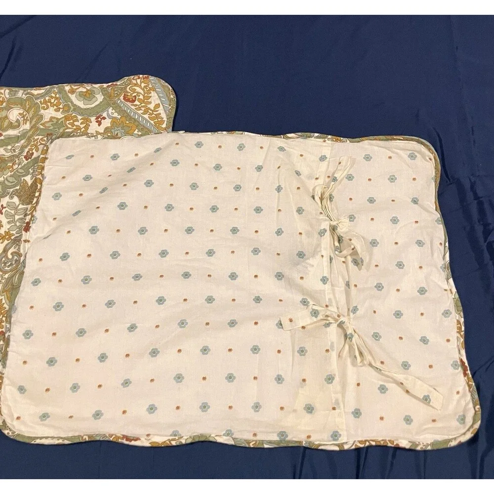 Domain Quilted Pillow Shams Set Of 2 Floral Paisley 21x27” Retro Boho